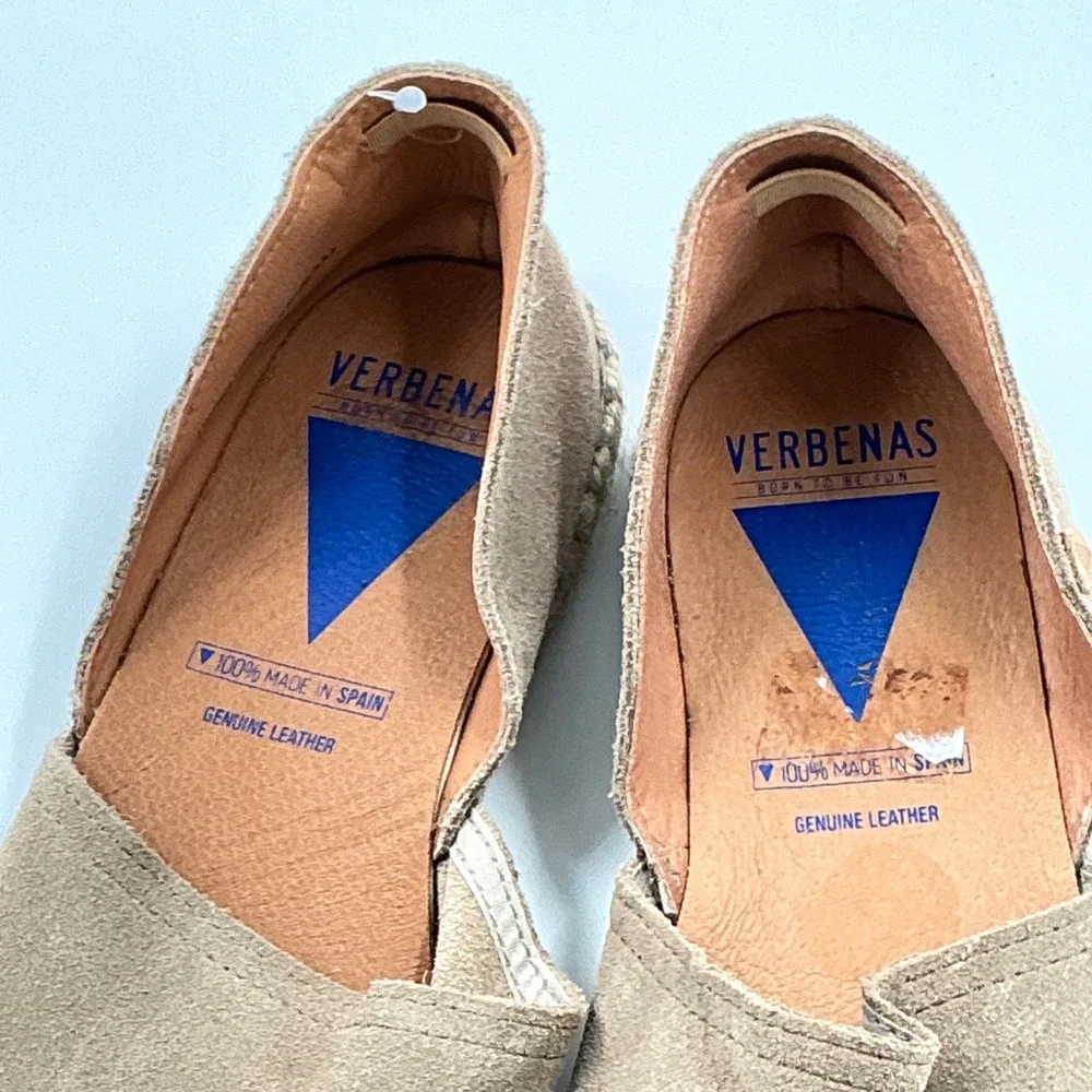 Verbenas Size 9 Espadrille Flats Tan Suede Slip On Shoes Made in Spain Worn Once